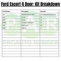 Rubber Kit For Ford Escort Mk1 & Mk2 4 Door