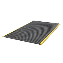 Commercial Rubber Ergonomic Mat - Black with Yellow Edging Bubble Pattern 1500 X 900; 15mm Thick