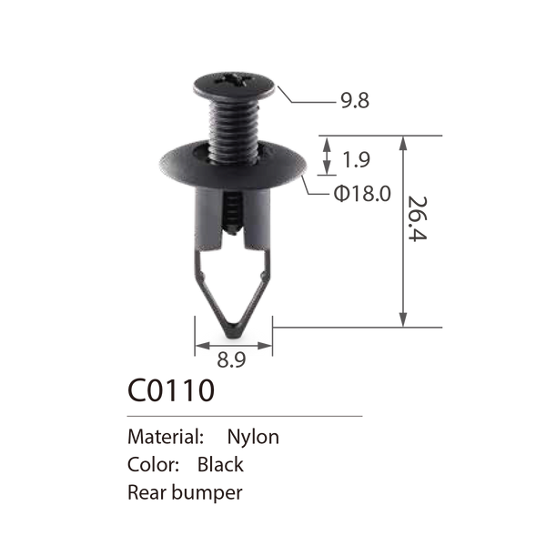 C0110 Push Type Retainer – Pro Auto Rubber