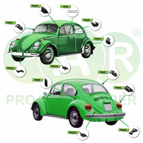 Vw Beetle Kit 1968-1977  Includes: W/S, R/S, Back 1/4 Window, 2X Main Doorseals, Bonnet Seal, Engine Lid Seal, 4 X Fender Rubbers And Body To Light