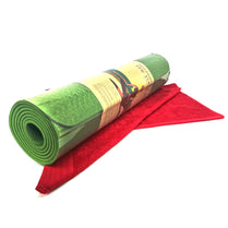 TPE Yoga Mat with Hand Towel - Green and Red