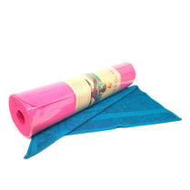 TPE Yoga Mat with Hand Towel - Pink and Blue